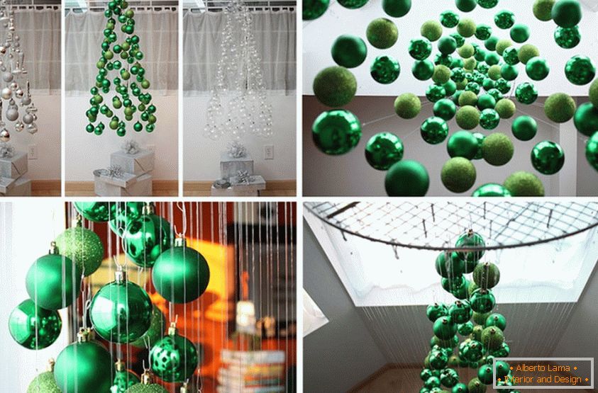 Decorazione di un albero di Natale con palle di Natale