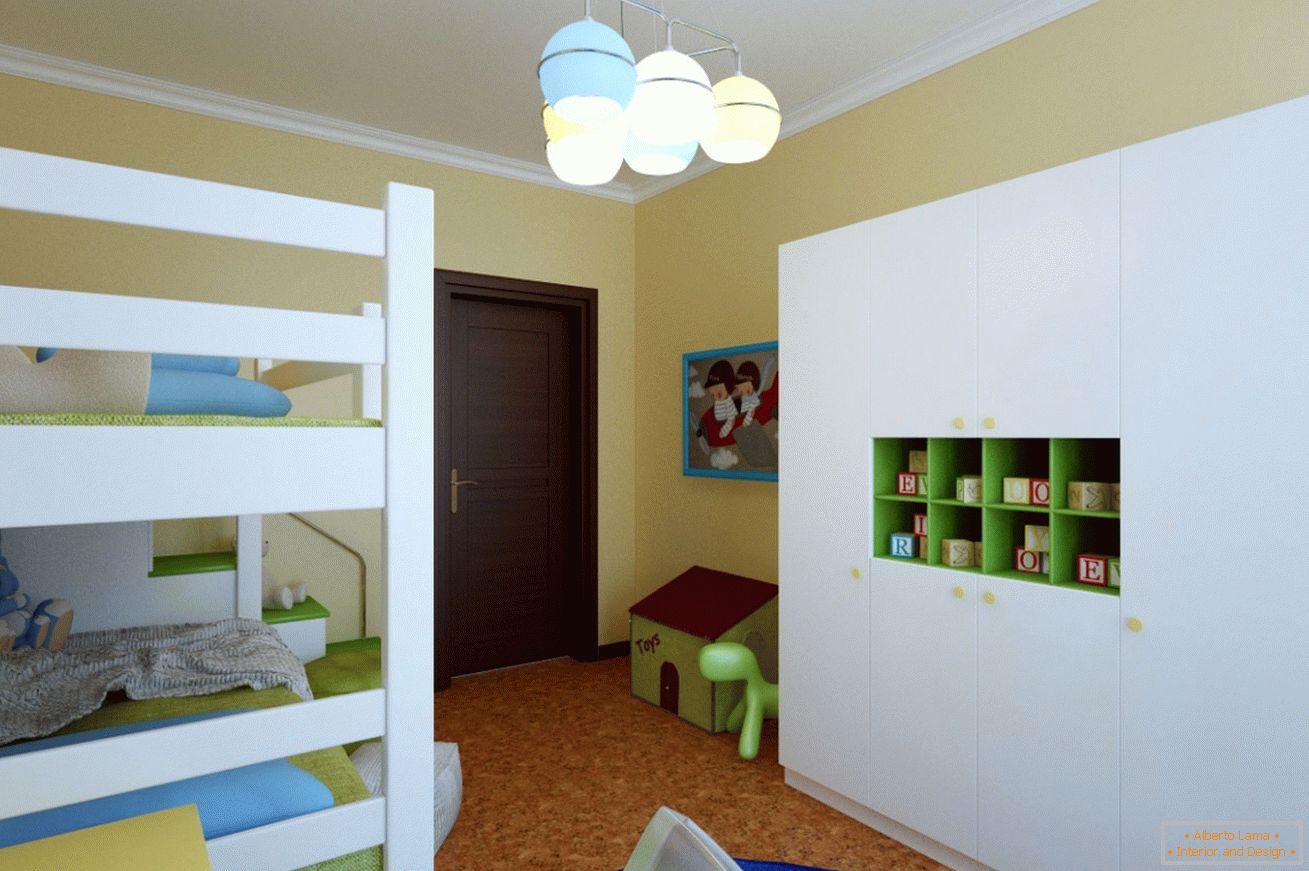 Progettazione di una camera per bambini per due bambini