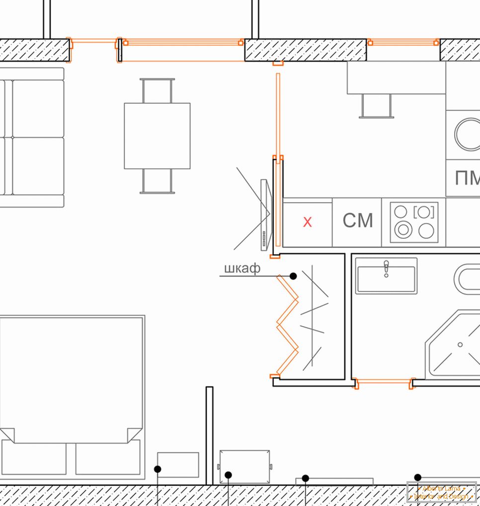 Layout di un appartamento per una coppia