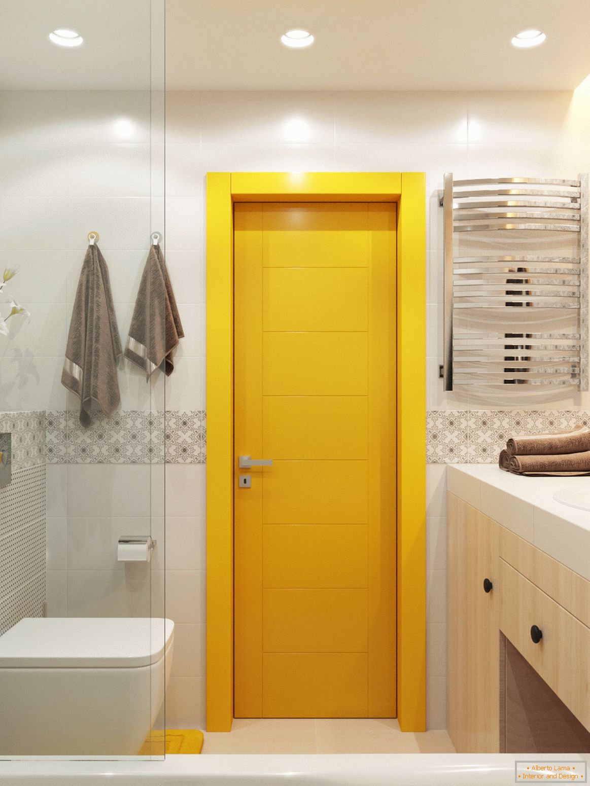 Interno di un piccolo bagno combinato con un bagno