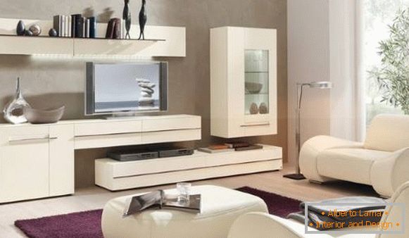 Mobili da soggiorno bianchi componibili in stile moderno
