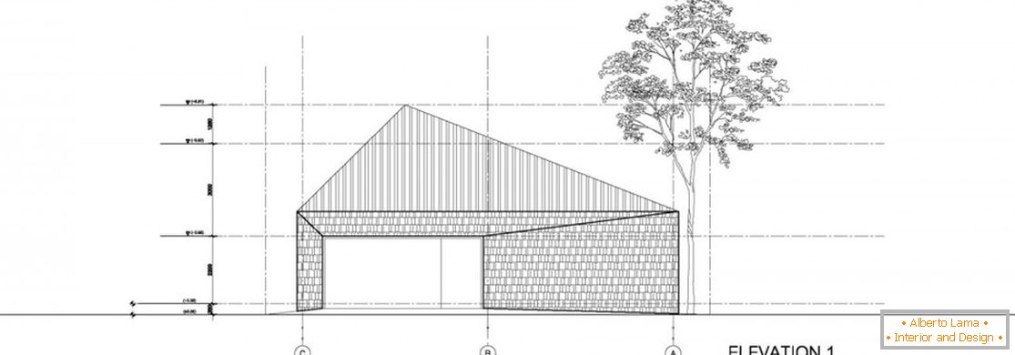 Schizzo delle proporzioni del garage con l'ambiente esterno