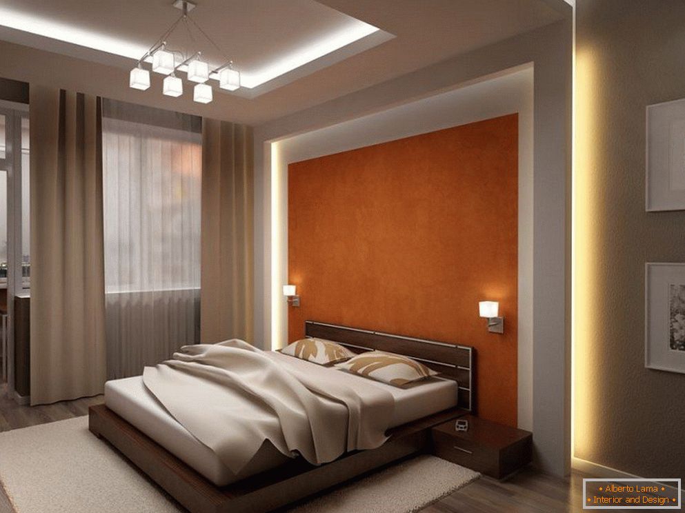 Design della camera da letto con luce