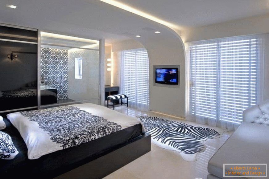 Retroilluminazione a LED in camera da letto-soggiorno in una stanza