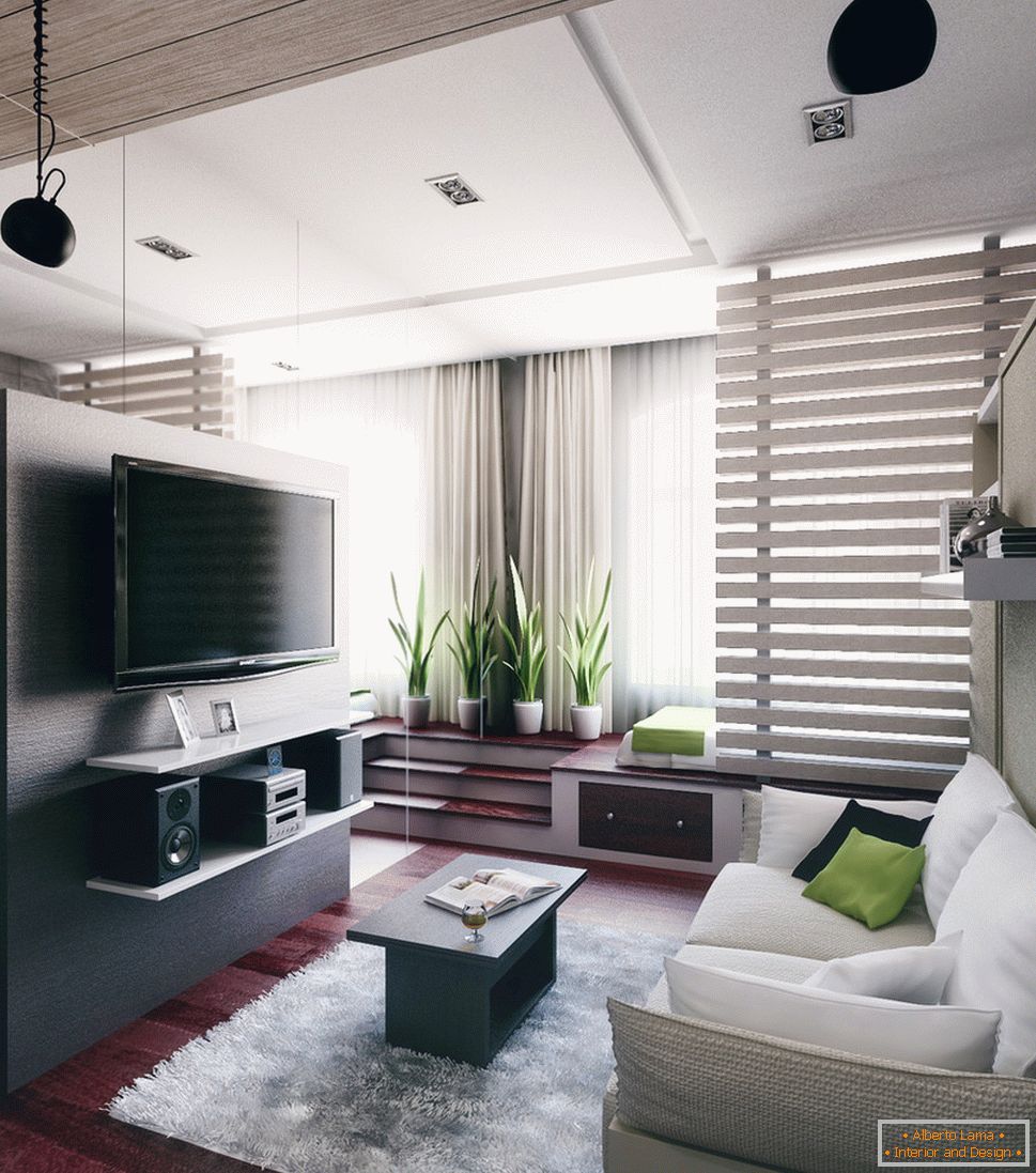 Interior design di un piccolo appartamento in stile loft