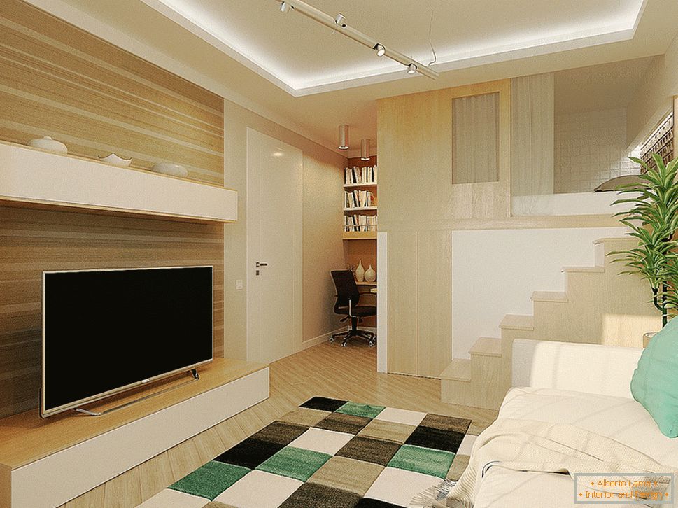 Interior design di un piccolo appartamento su due livelli - фото 3