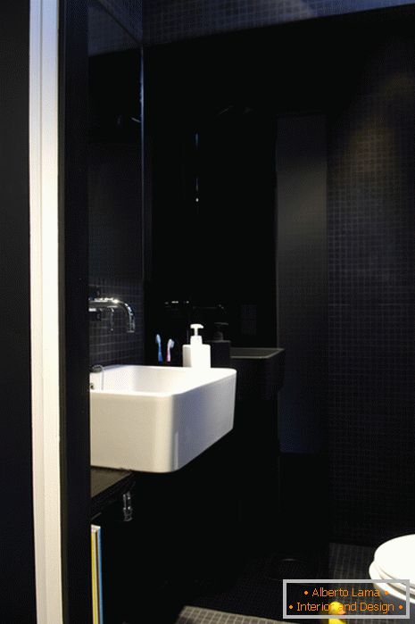 Design degli interni del bagno in nero