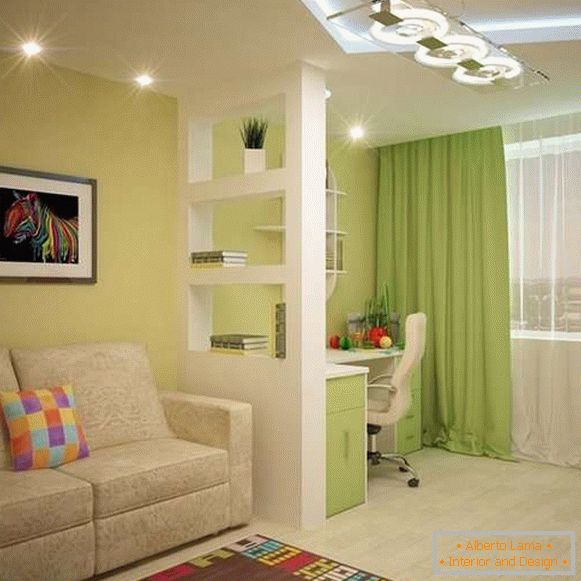 Il design degli interni dell'appartamento è di 40 mq in colori vivaci