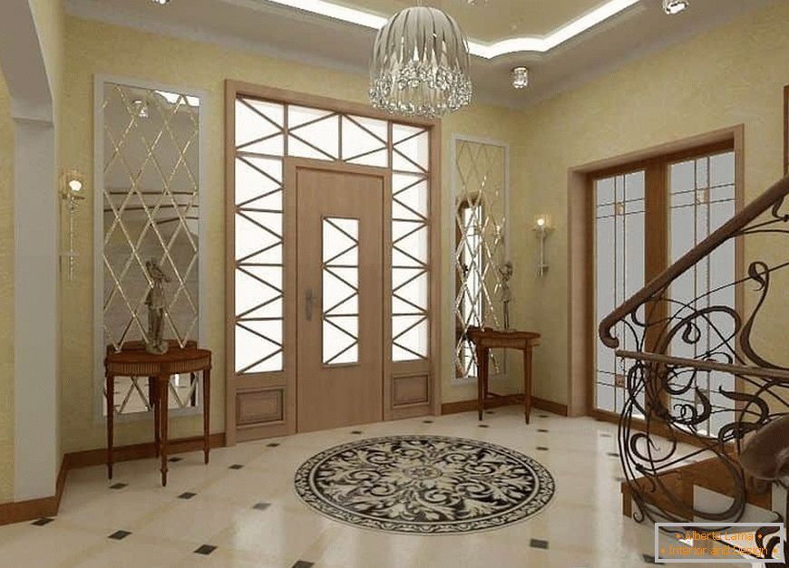 Design corridoio-corridoio con una scala in una casa privata