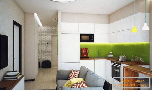 cucina di design con divano 18 mq, foto 23