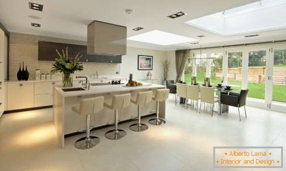 Cucina design cucina in una casa privata - foto combinata con soggiorno