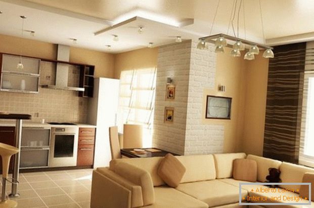 design di un accogliente soggiorno cucina in una casa privata foto