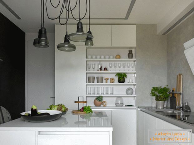 progetto di una bella cucina ad isola in una casa privataфото