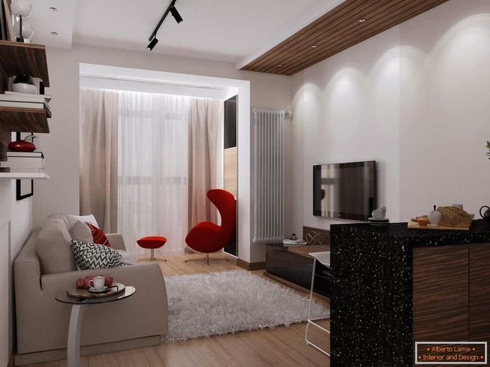Appartamento di design 30 mq. M. m con accenti rossi - фото 3