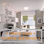 Design dell'appartamento nei toni del bianco e del grigio