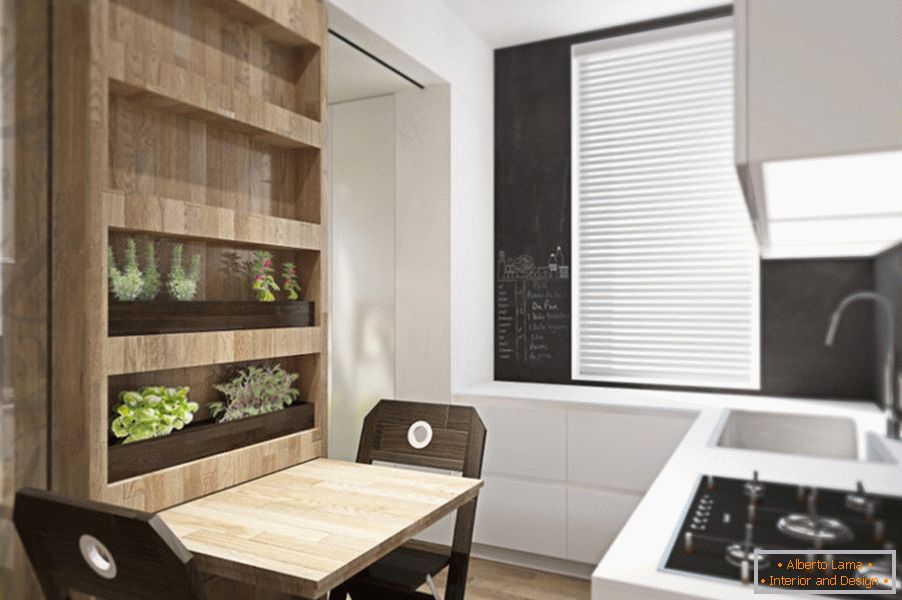Trasformatore di design di appartamenti: un rack con piante in cucina