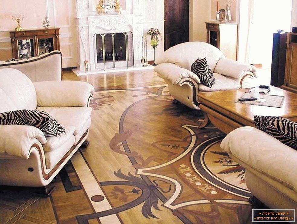 Pavimento con motivi interni in stile Art Nouveau