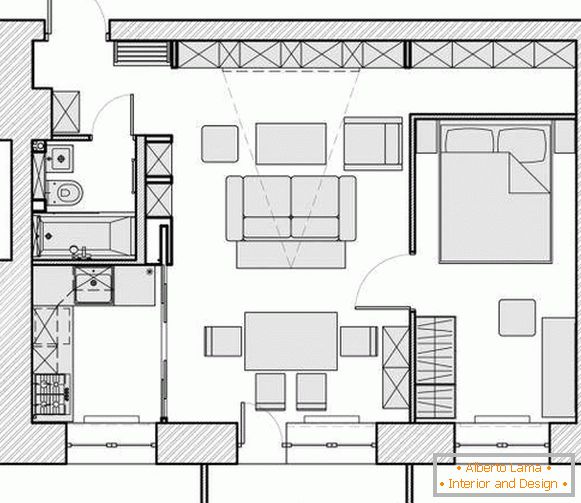 Appartamento di design 40 mq - layout di foto delle camere