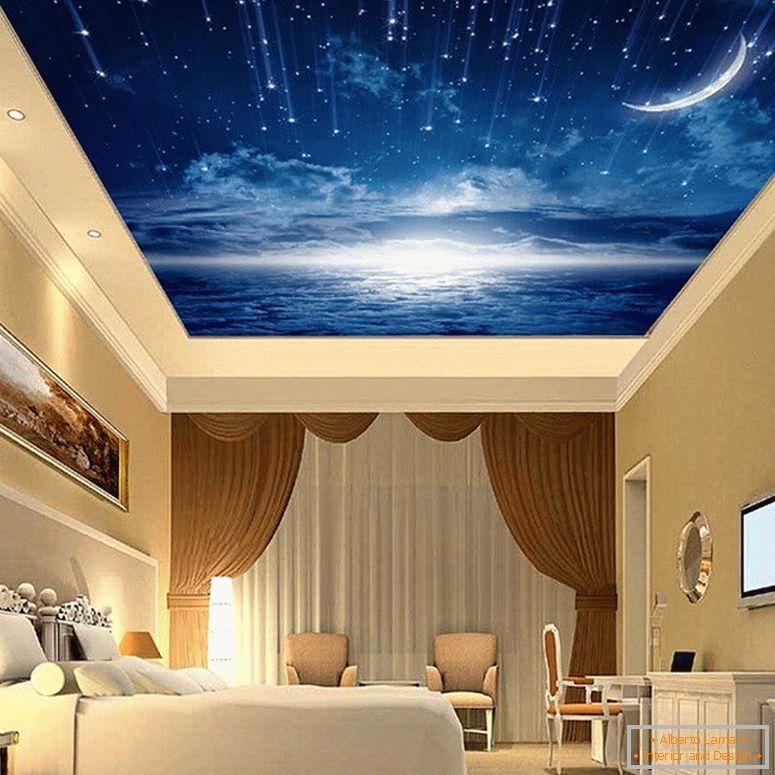 Paesaggio sul soffitto della camera da letto