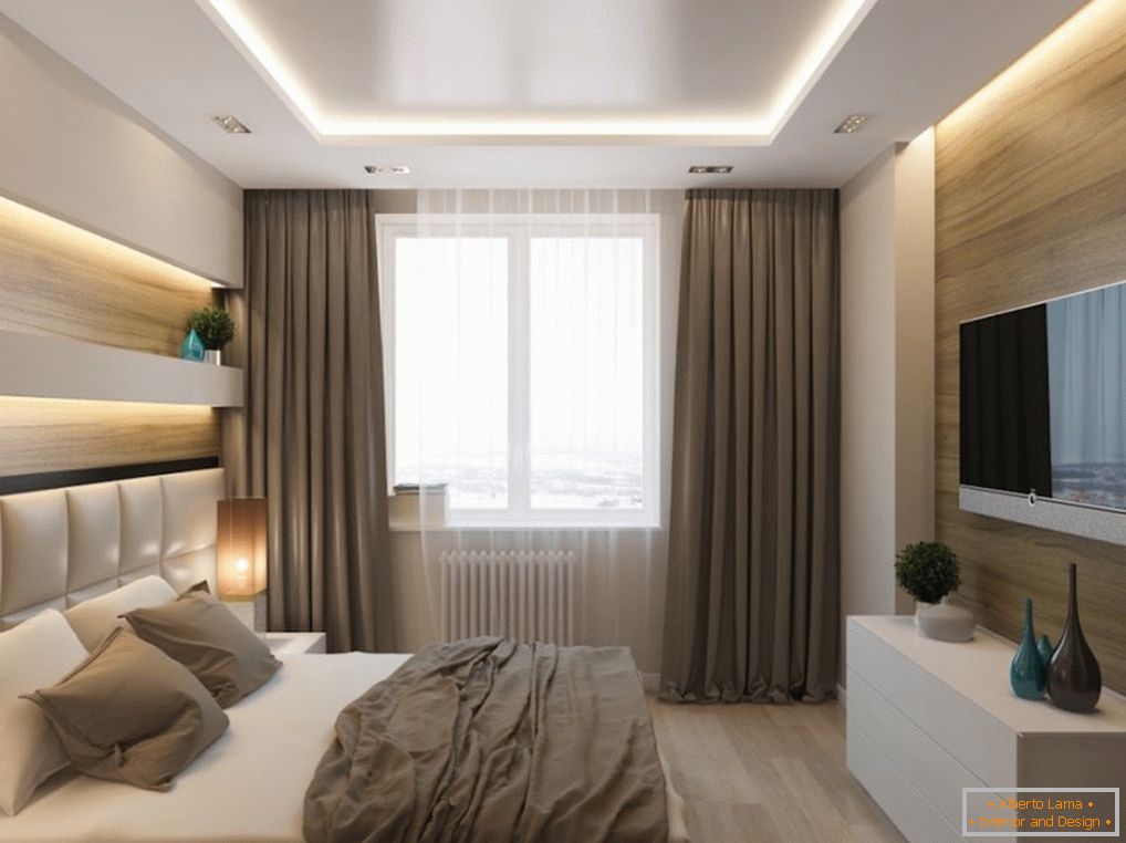 Interno elegante camera da letto nell'appartamento