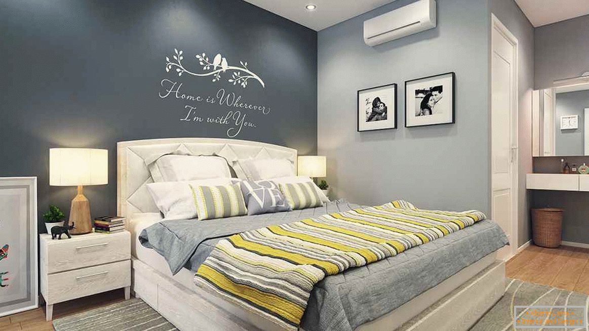 Interno grigio camera da letto 16 mq. M. m.