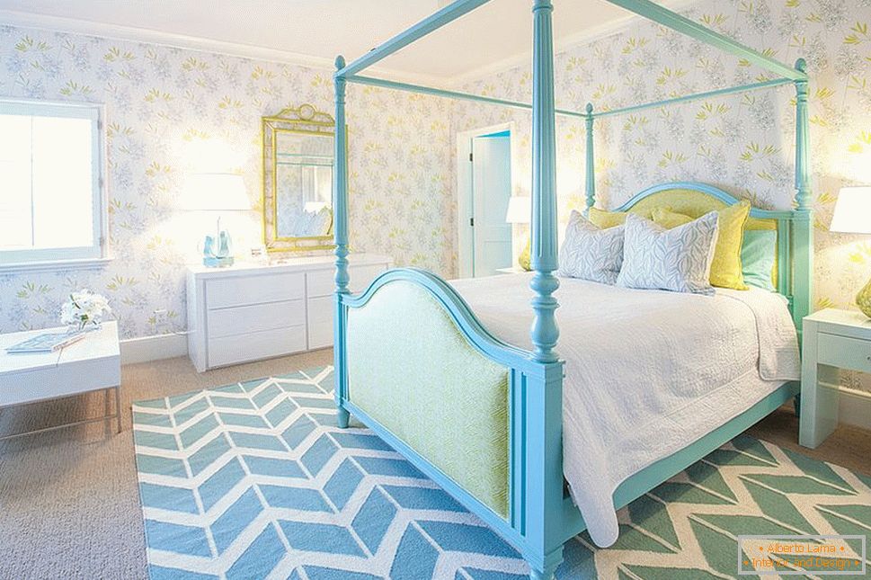 Camera da letto per una ragazza in colore blu