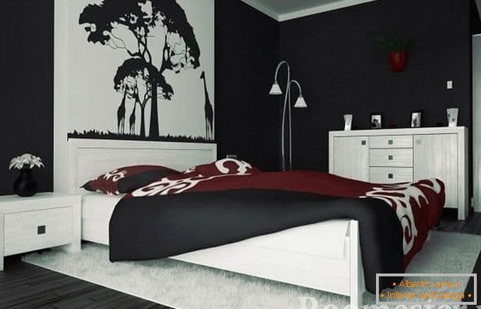 Decorazione della camera da letto in bianco e nero per uno stile classico