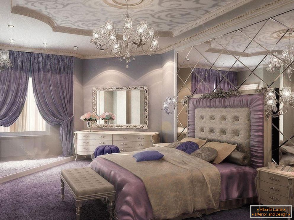 Camera da letto lilla in stile classico