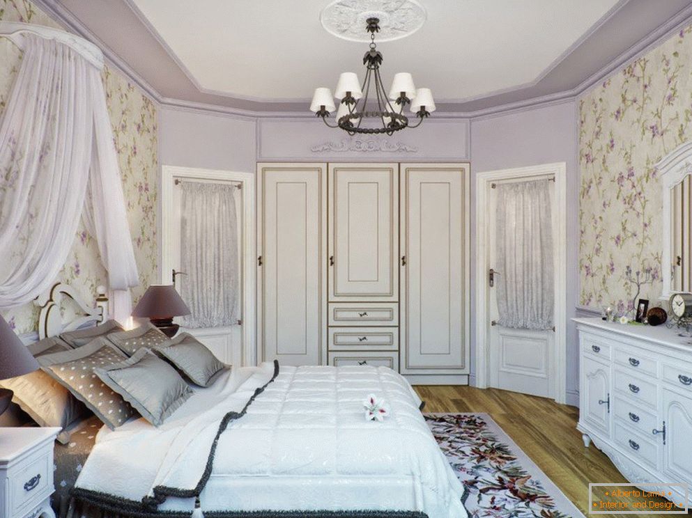 Camera da letto lilla in stile provenzale