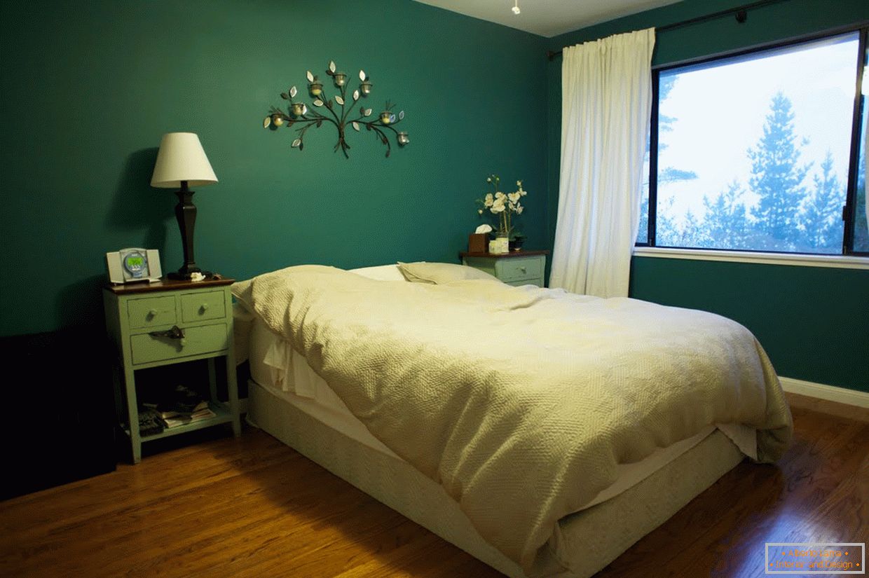 Sfumature di verde nel design della camera da letto