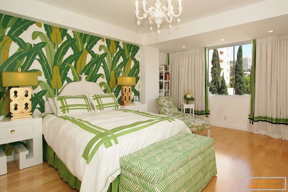 Camera da letto nei colori verdi с фотообоями