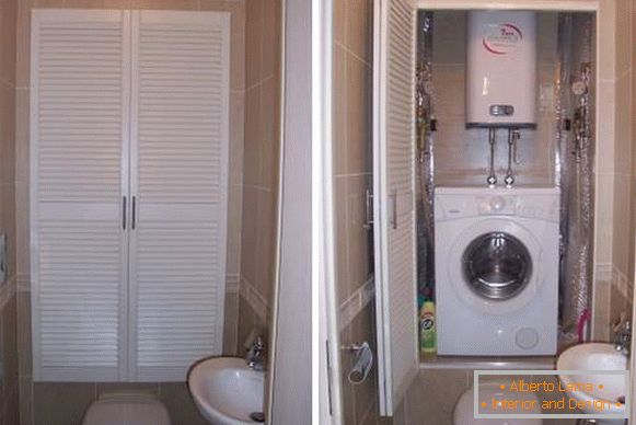 Design della toilette con lavatrice - foto gabinetto sopra il gabinetto