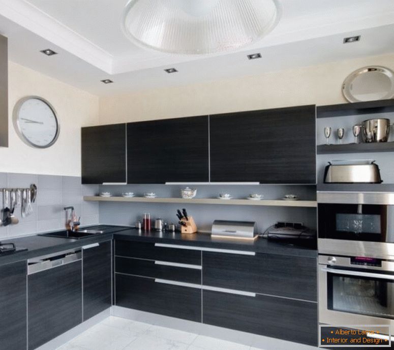 cool-angolo-sink-e-microonde-over-Forno-idea-impresa-moderno-nero-cucina-armadi-design