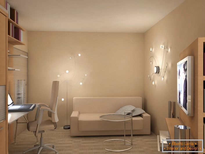 Un esempio di illuminazione ben scelta per una stanza nello stile dell'eclettismo.