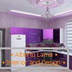 Bellissimo design della cucina nei toni viola