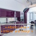 Design di un'elegante cucina grigio-viola