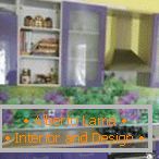 Design insolito della cucina verde e viola