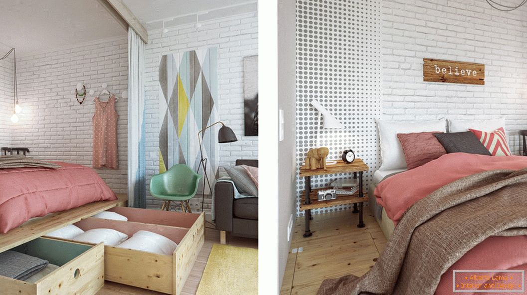 Design della camera da letto in un piccolo appartamento a Mosca