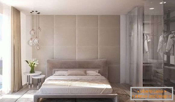 Design moderno della camera da letto con armadio - foto