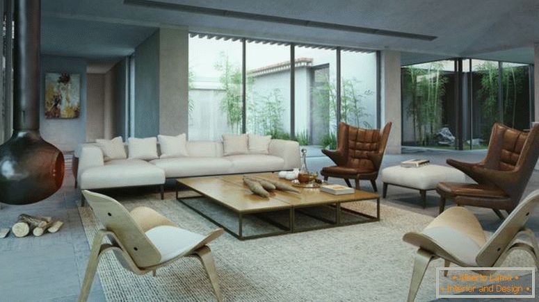 divano in stile moderno con tavolo da caffè in legno, anche sedia marrone-antracite