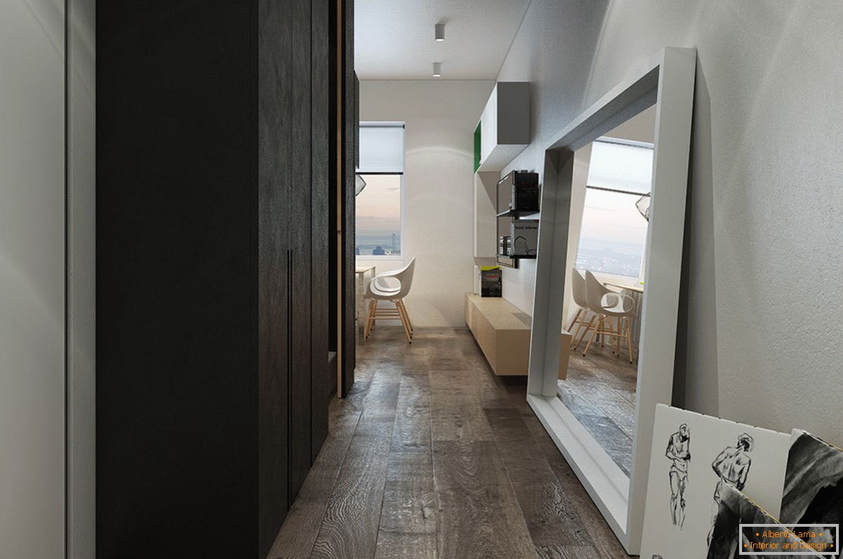 Corridoio di design per un piccolo appartamento in stile loft