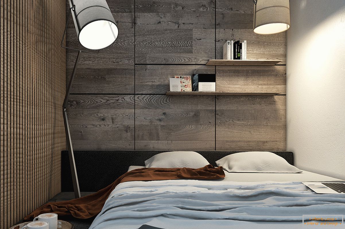Progetto di una camera da letto per un piccolo appartamento in stile scandinavo