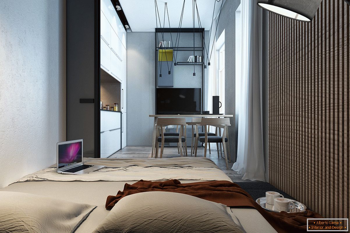 Progetto di una camera da letto per un piccolo appartamento in stile scandinavo - фото 2