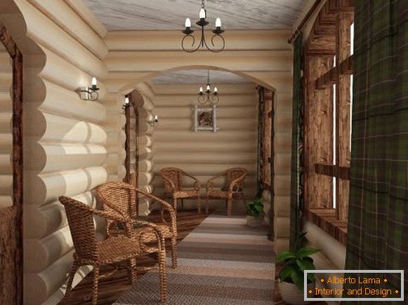 Interior design della casa in legno da tronchi interni - foto