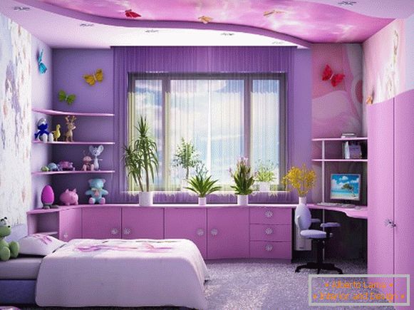 лиловый interno della camera da letto per bambini для девочки