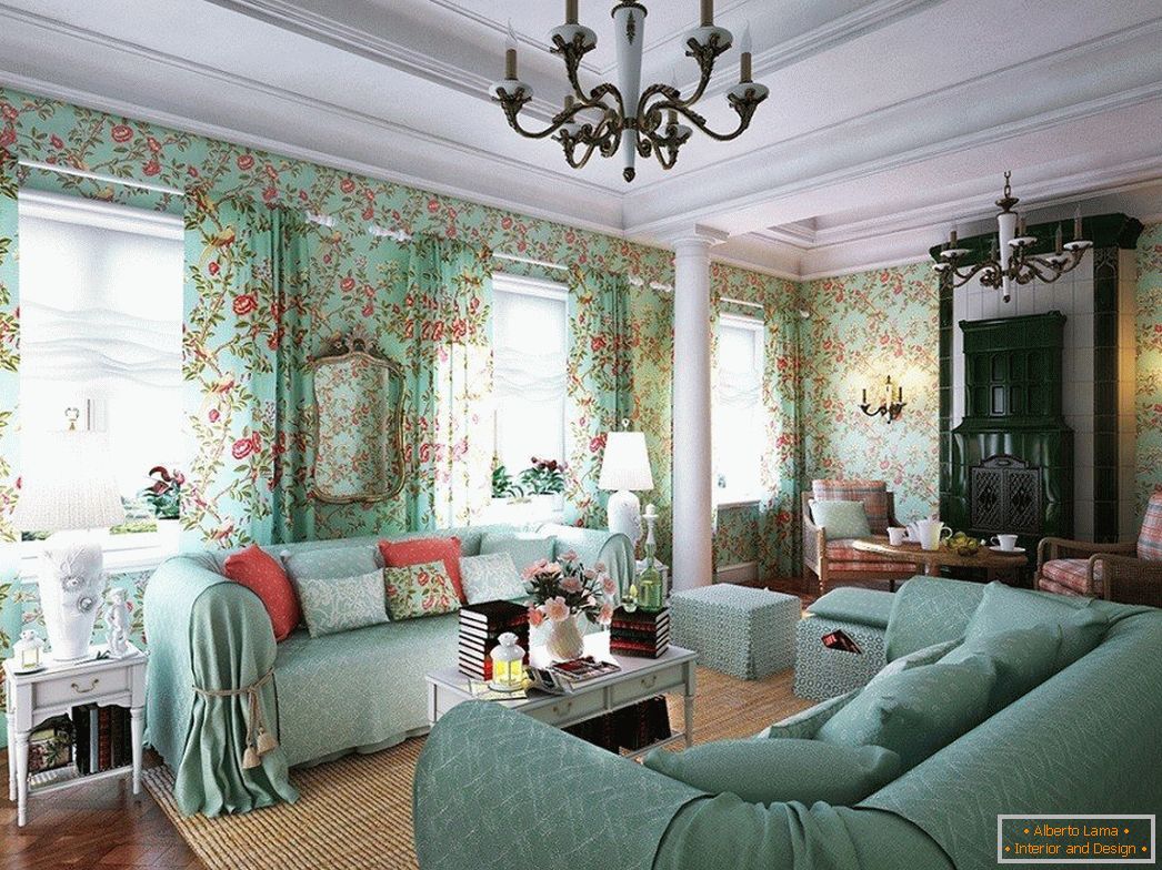 Interni classici del soggiorno in una casa privata