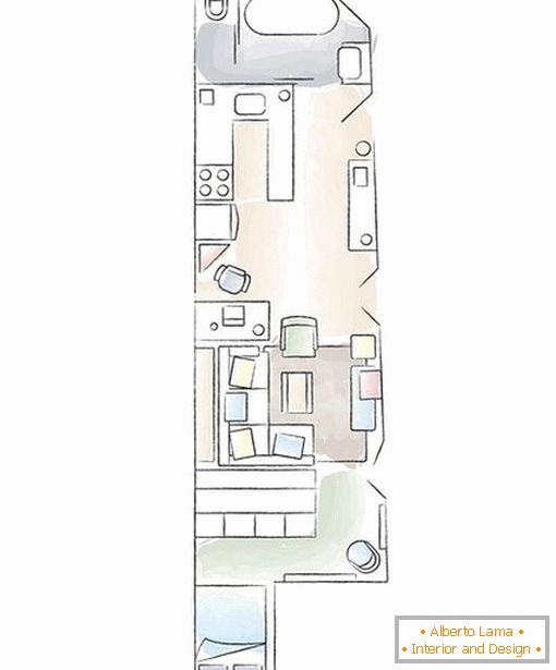 La disposizione di un appartamento molto piccolo