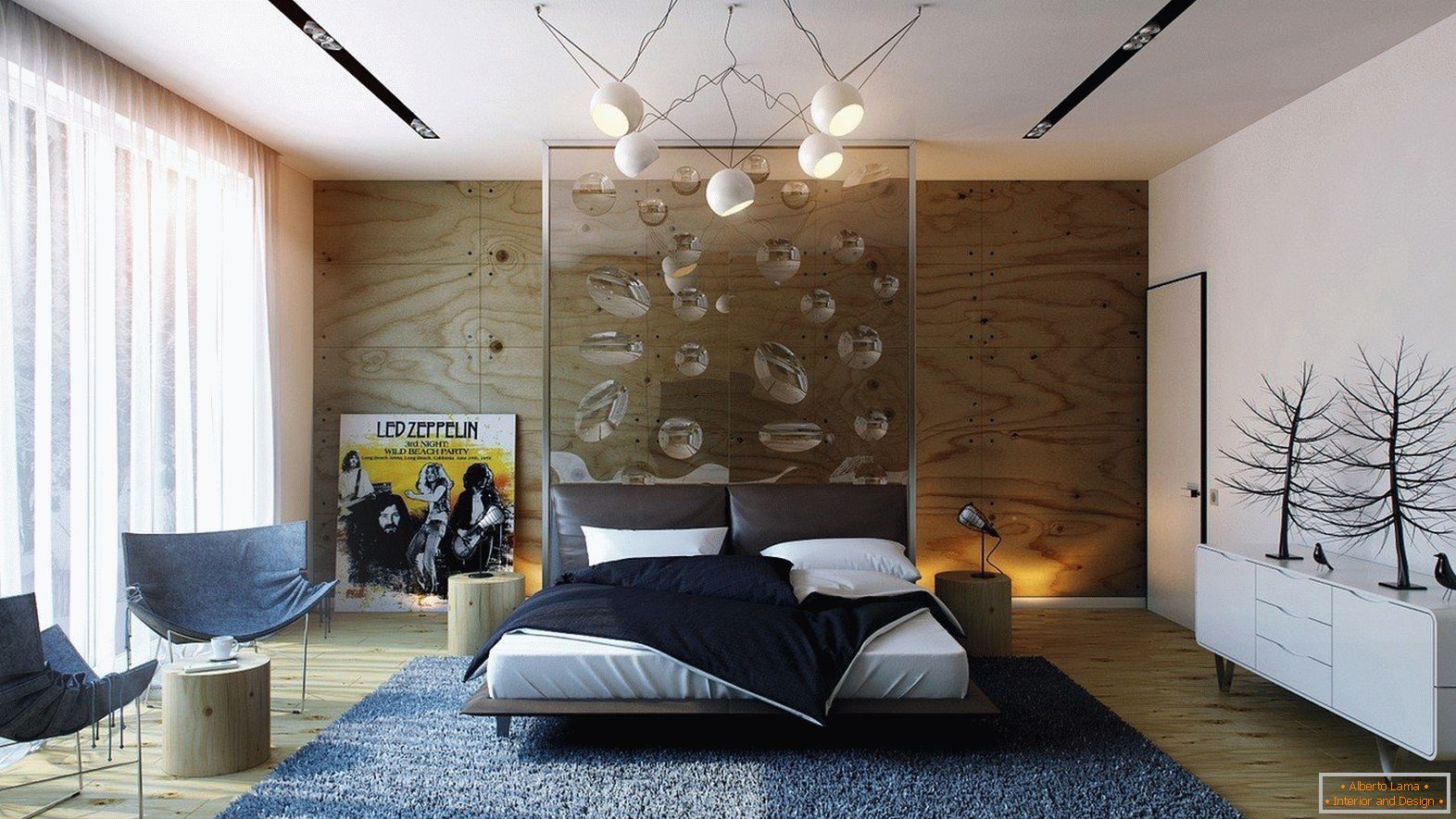 Design moderno dell'interno della camera da letto