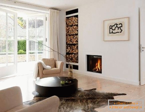 Design di una casa privata nello stile del minimalismo - interno del soggiorno nella foto