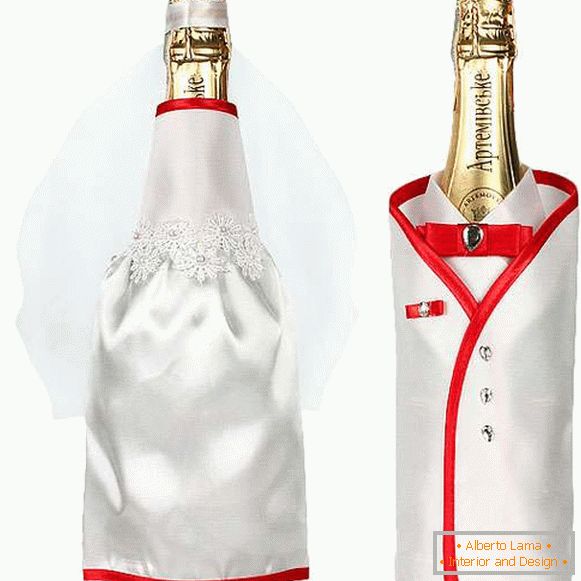 Come decorare una bottiglia da sposa di champagne con le tue mani - le migliori idee con una foto